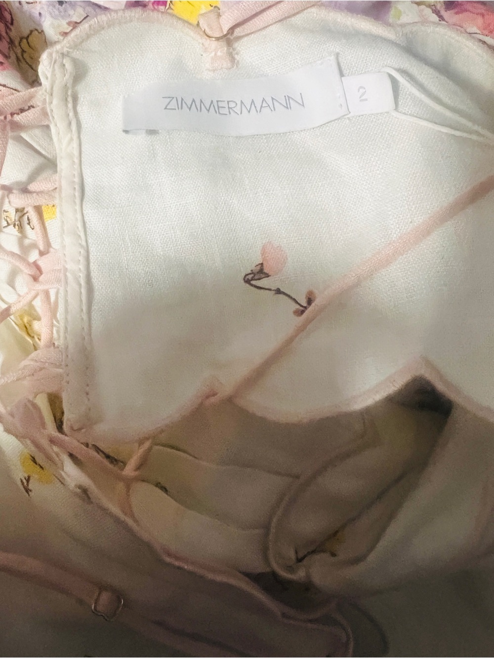 NWT Zimmerman Jude Scallop Midi Dress in Peach Gradient Floral - Size 2 - Picture 14 of 16